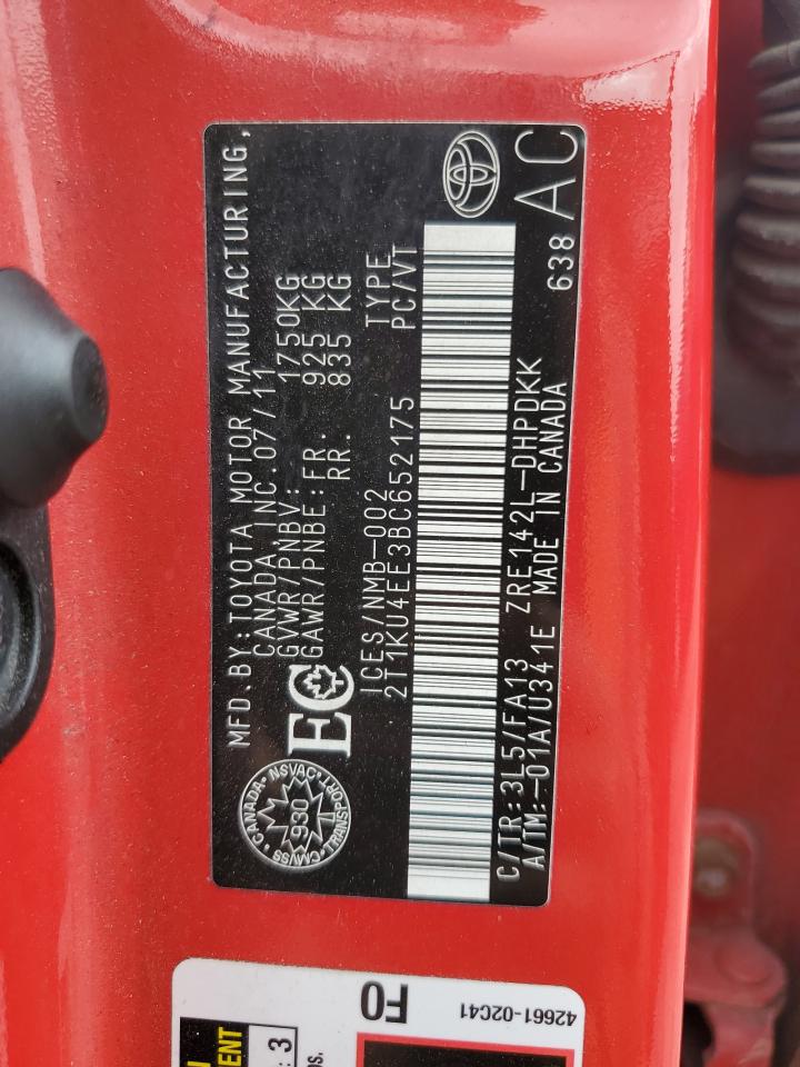2011 Toyota Corolla Matrix VIN: 2T1KU4EE3BC652175 Lot: 61368455
