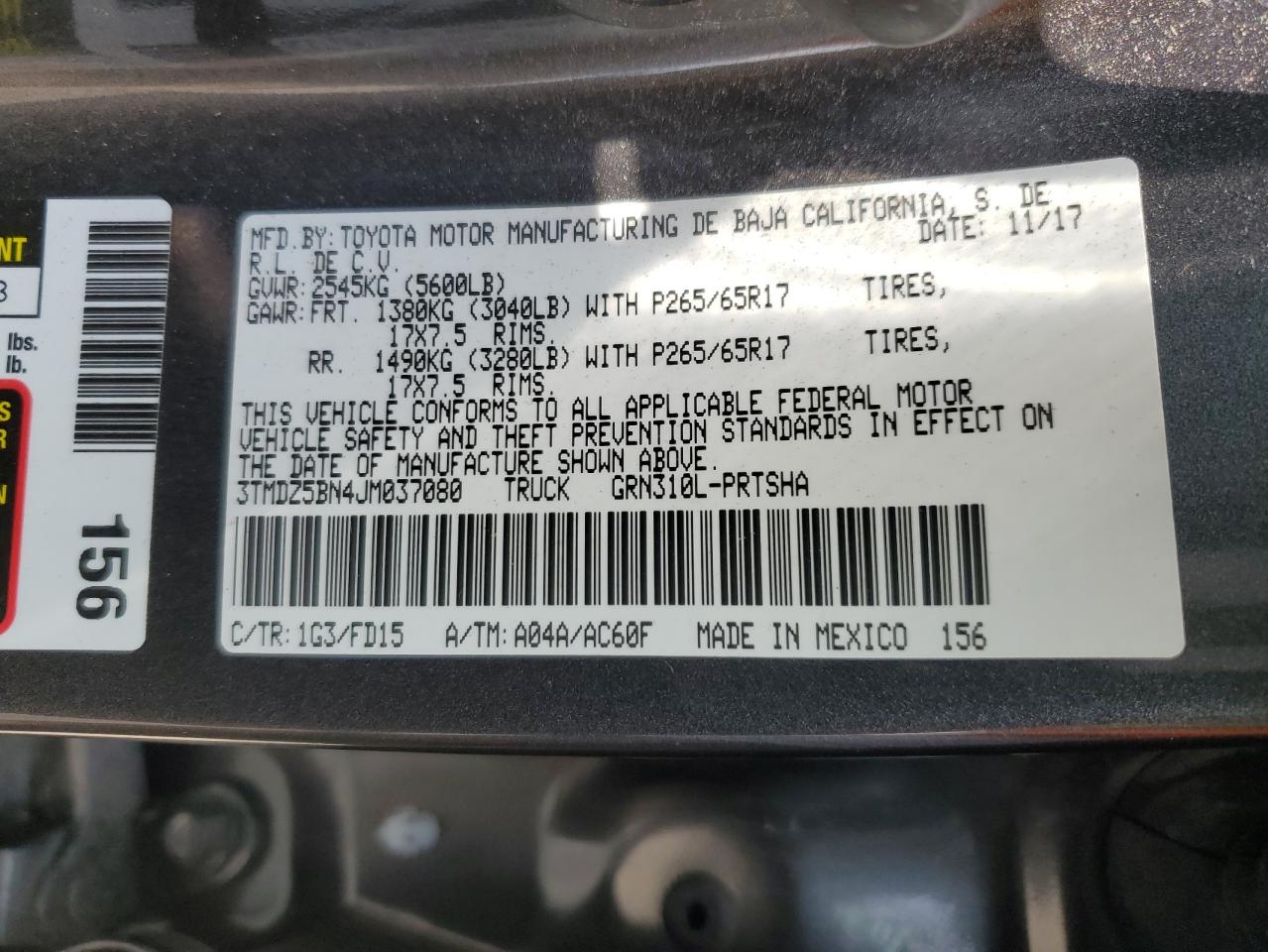 2018 Toyota Tacoma Double Cab VIN: 3TMDZ5BN4JM037080 Lot: 62387015