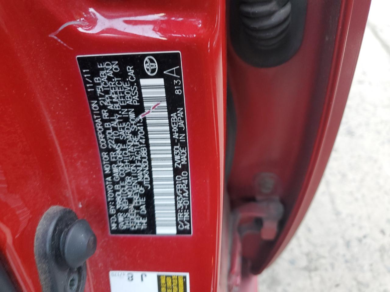 2011 Toyota Prius VIN: JTDKN3DU8B1470413 Lot: 59704765