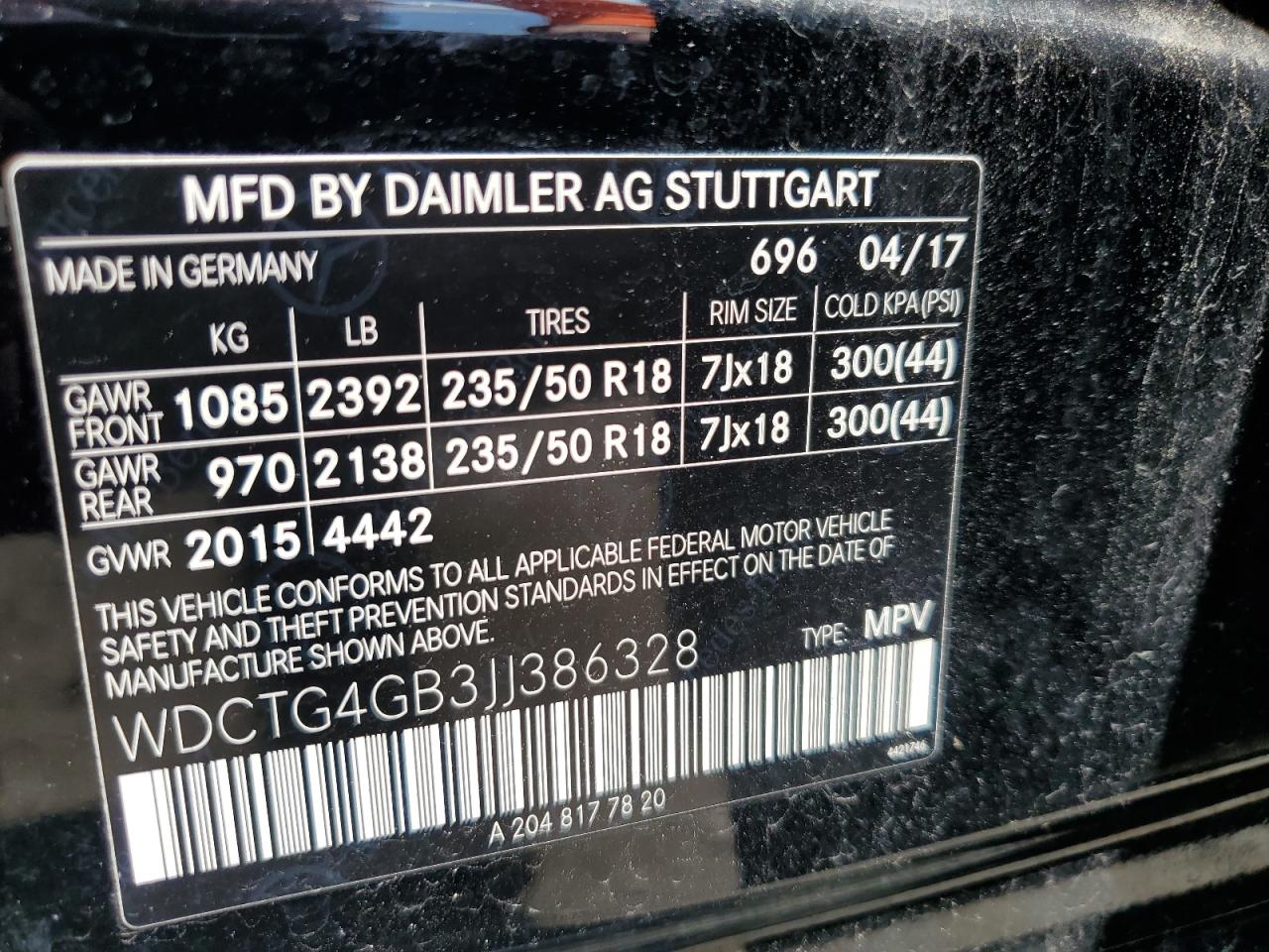 2018 Mercedes-Benz Gla 250 4Matic VIN: WDCTG4GB3JJ386328 Lot: 62015475