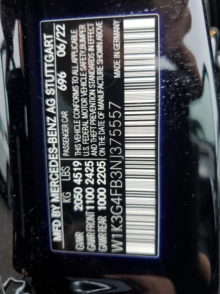 2022 Mercedes-Benz A 220 4Matic VIN: W1K3G4FB3NJ375557 Lot: 61329195