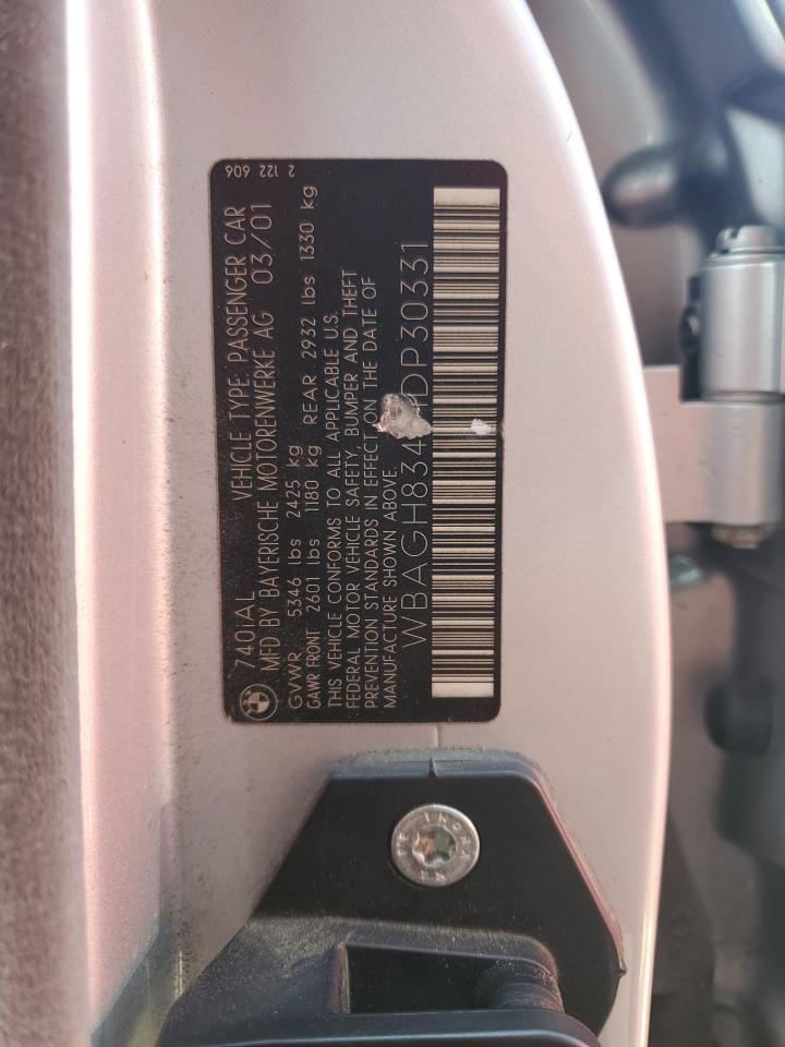 2001 BMW 740 Il VIN: WBAGH83461DP30331 Lot: 62536945