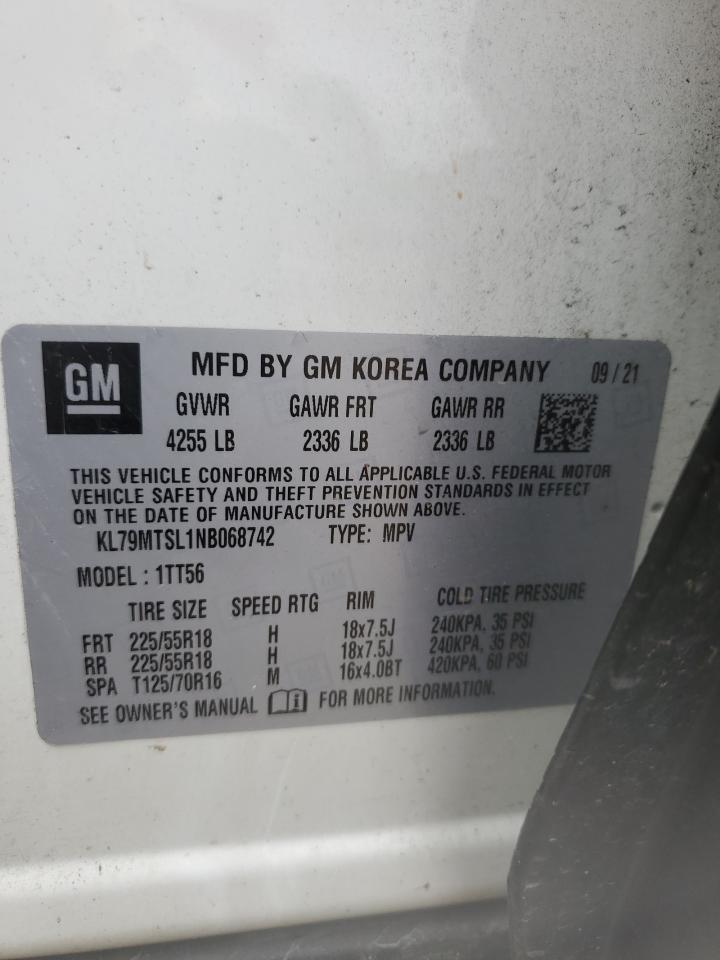 2022 Chevrolet Trailblazer Rs VIN: KL79MTSL1NB068742 Lot: 61360435