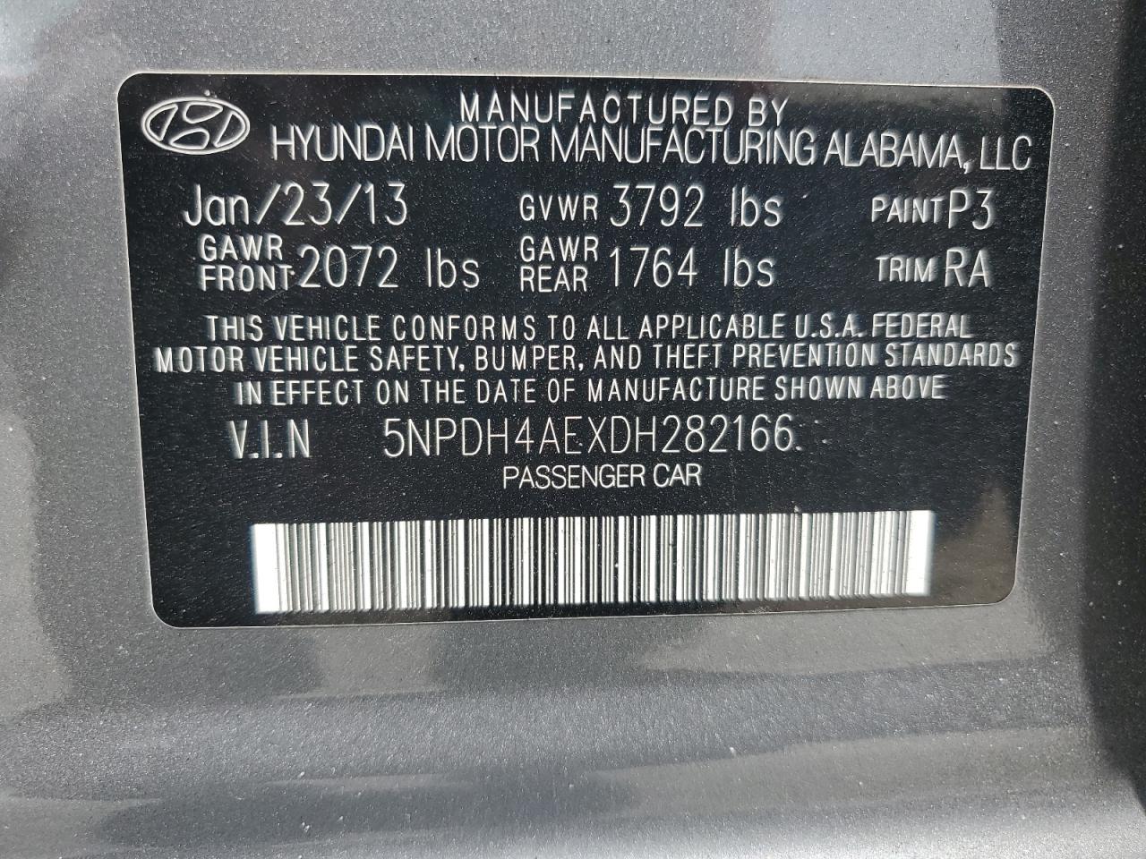 2013 Hyundai Elantra Gls VIN: 5NPDH4AEXDH282166 Lot: 62906555