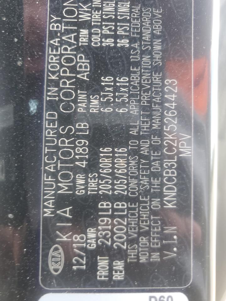 2019 Kia Niro Fe VIN: KNDCB3LC2K5264423 Lot: 61848005