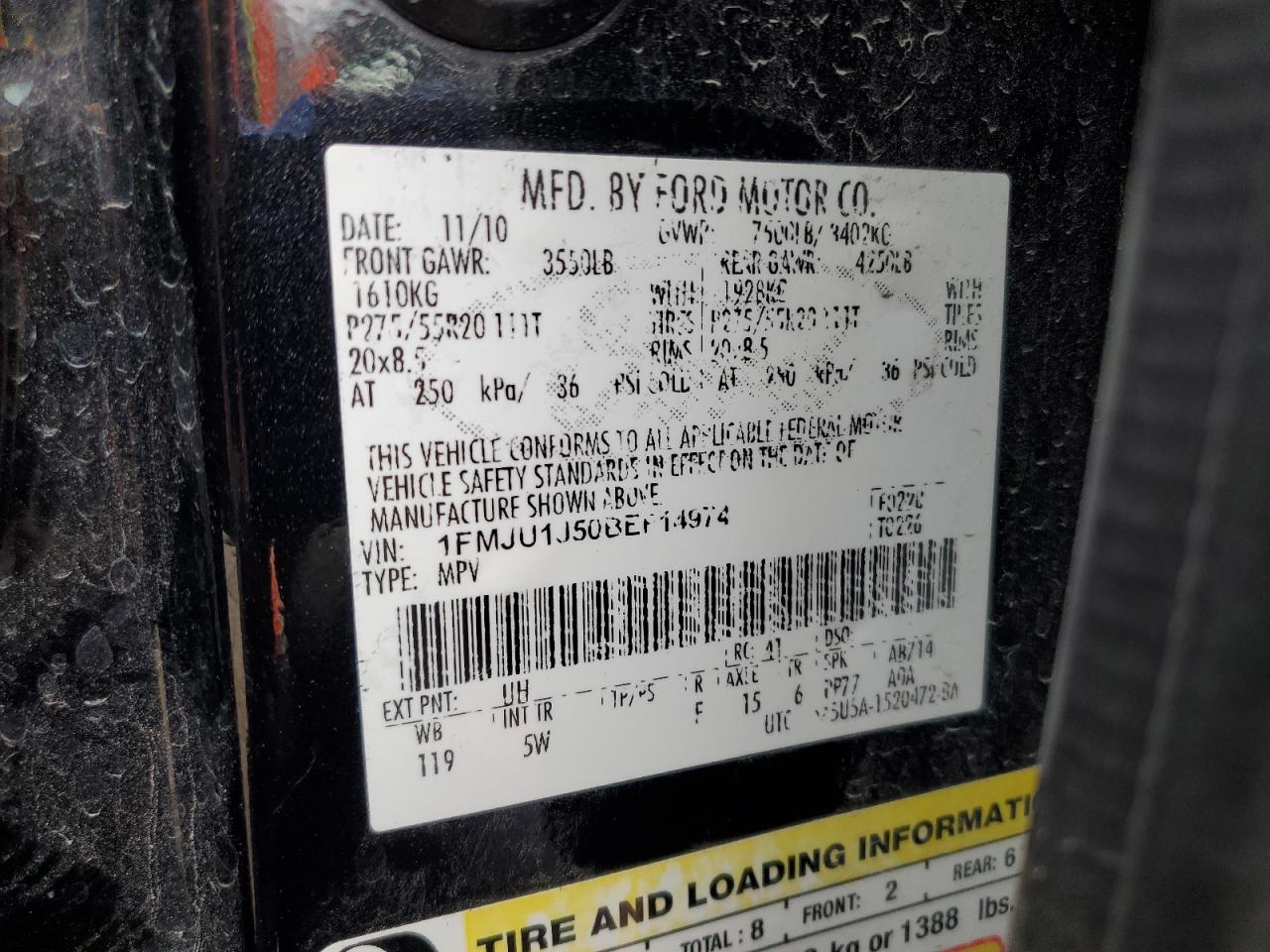 2011 Ford Expedition Xlt VIN: 1FMJU1J50BEF14974 Lot: 60712935