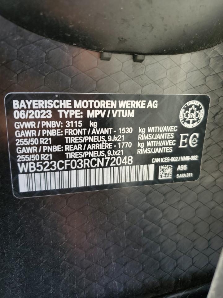 2024 BMW Ix xDrive50 VIN: WB523CF03RCN72048 Lot: 61910095