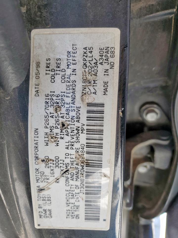 1998 Toyota 4Runner Limited VIN: JT3GN87R0W0084840 Lot: 62329965