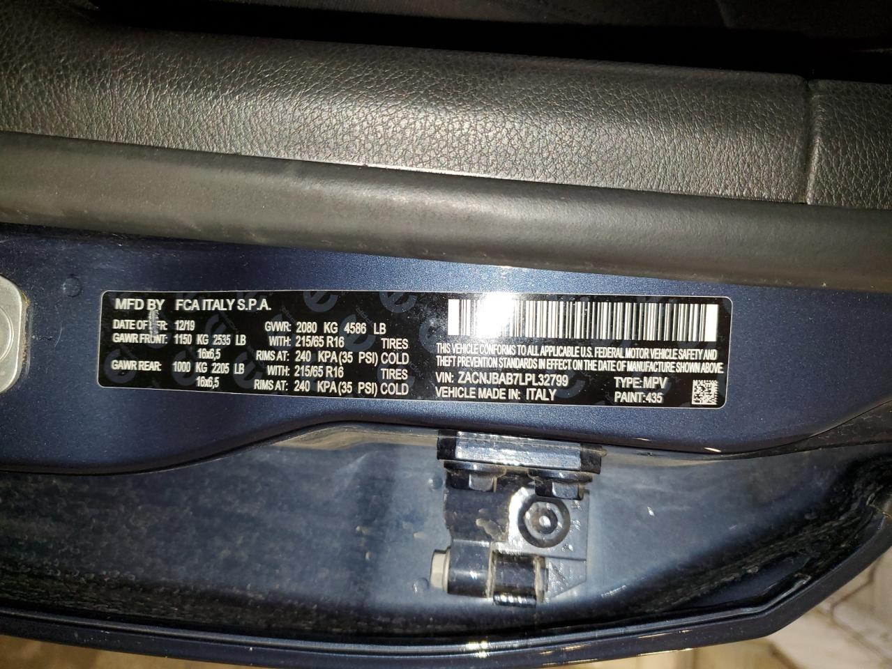 2020 Jeep Renegade Sport VIN: ZACNJBAB7LPL32799 Lot: 62673765