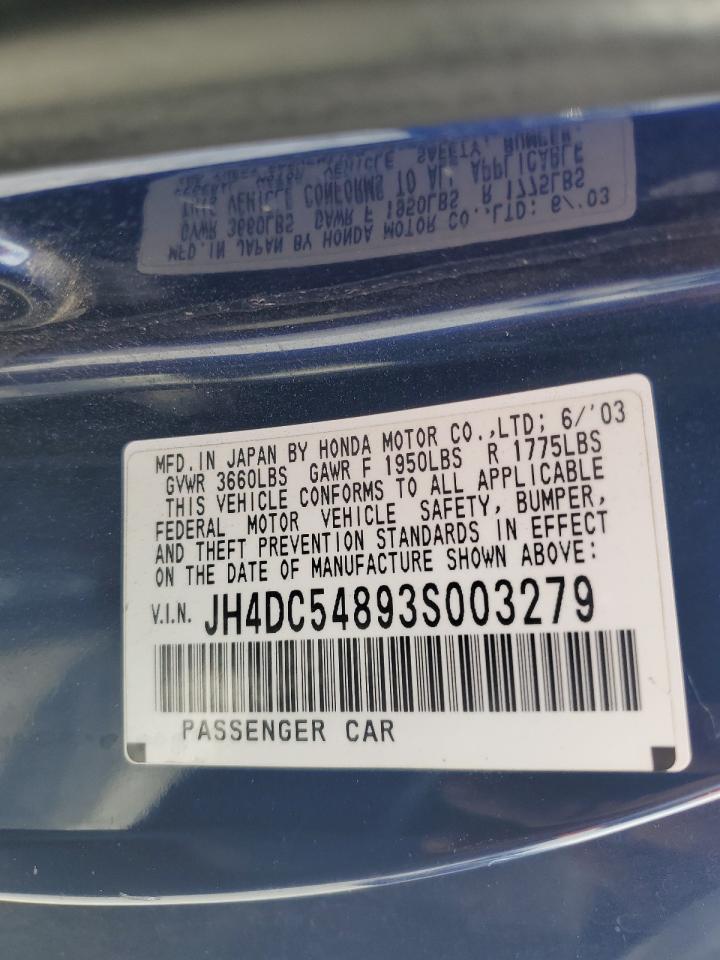 2003 Acura Rsx VIN: JH4DC54893S003279 Lot: 60137125