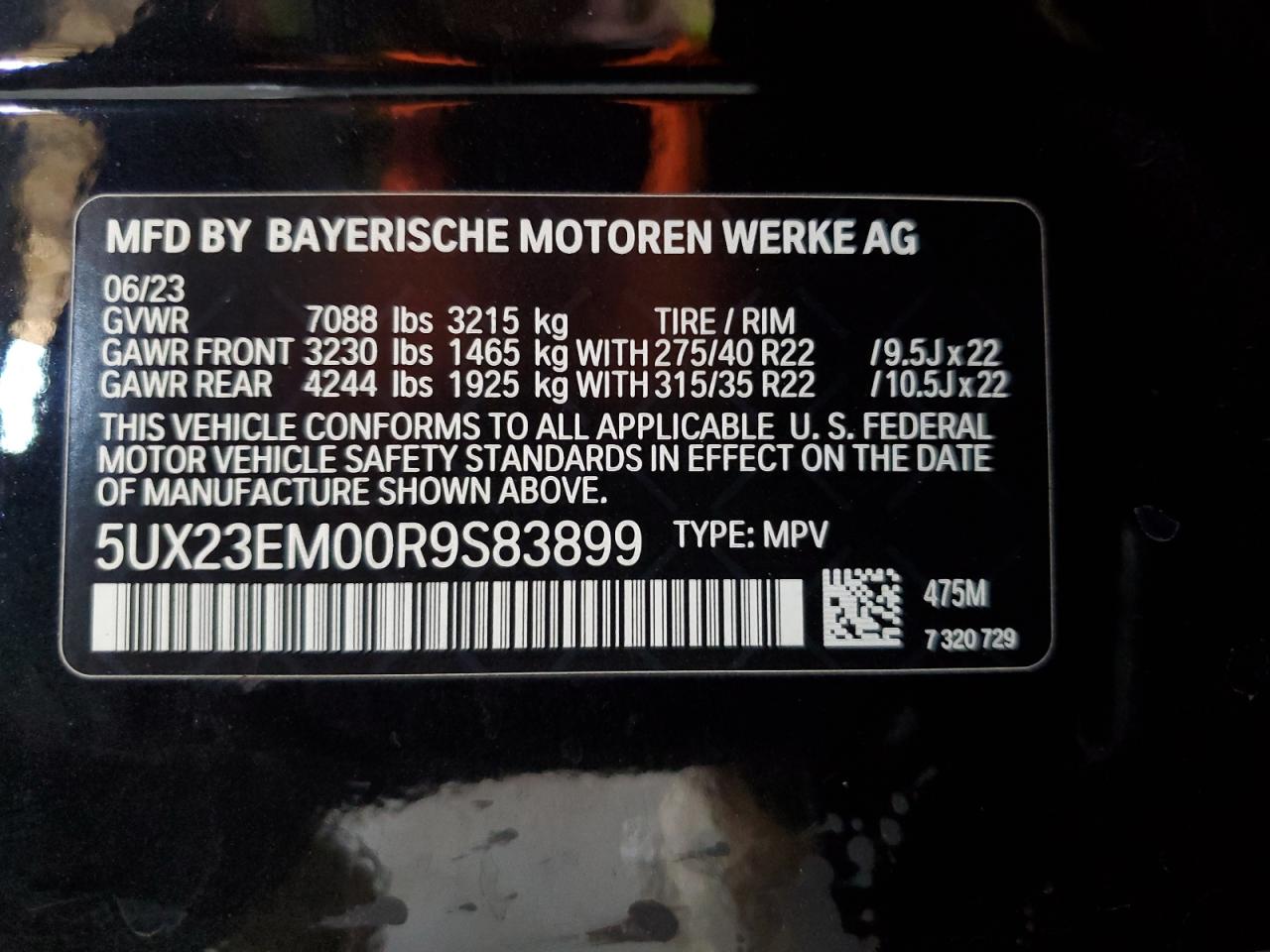 2024 BMW X7 xDrive40I VIN: 5UX23EM00R9S83899 Lot: 62191235