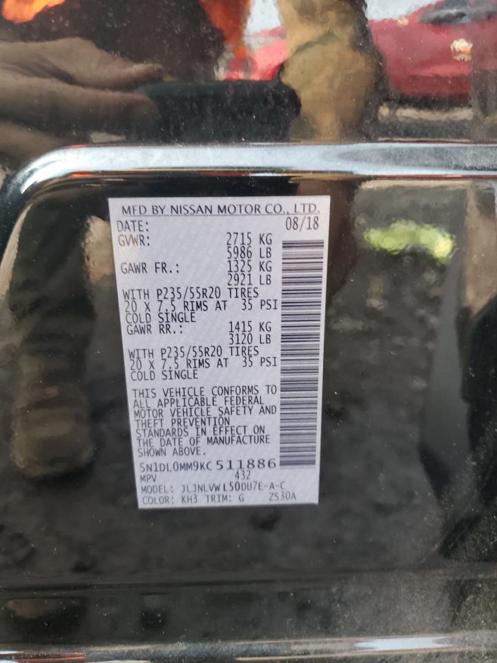 2019 Infiniti Qx60 Luxe VIN: 5N1DL0MM9KC511886 Lot: 60198915