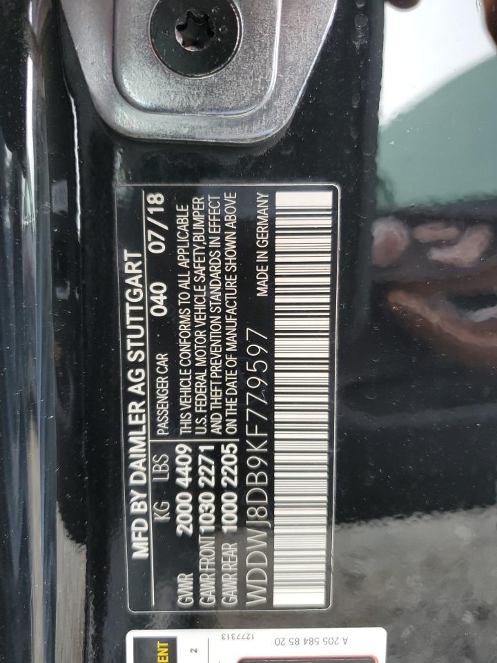 2019 Mercedes-Benz C 300 VIN: WDDWJ8DB9KF779597 Lot: 62005655