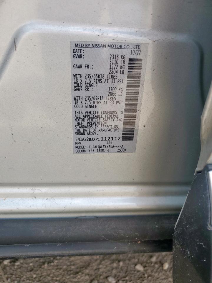 2023 Nissan Murano Sv VIN: 5N1AZ2BJXPC112112 Lot: 62757845