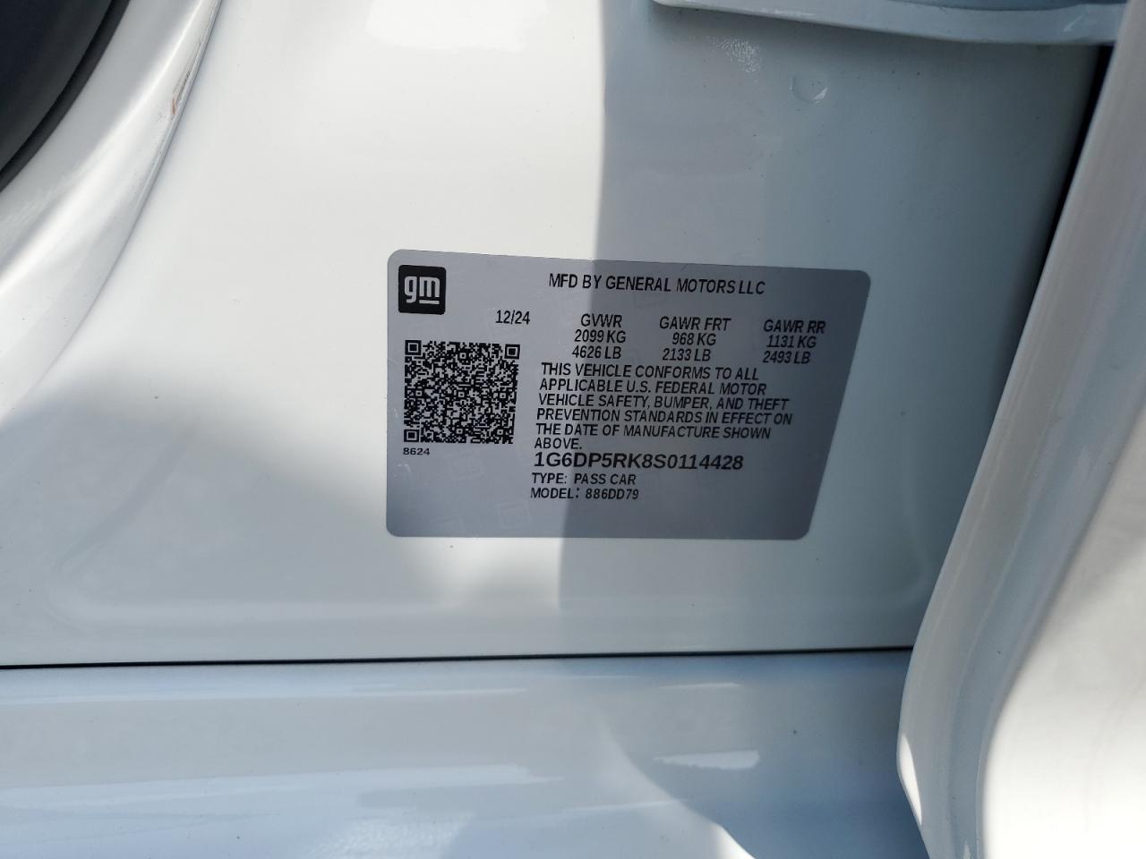 2025 Cadillac Ct5 Sport VIN: 1G6DP5RK8S0114428 Lot: 60486035