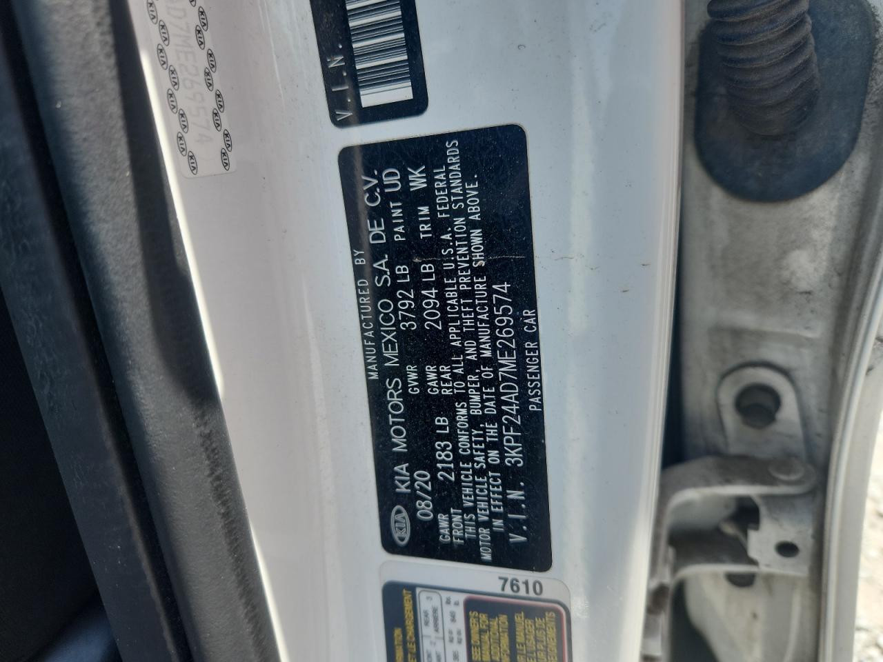2021 Kia Forte Fe VIN: 3KPF24AD7ME269574 Lot: 62555805