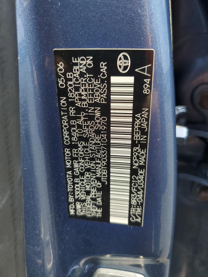 2007 Toyota Yaris VIN: JTDBT903371041970 Lot: 58931825