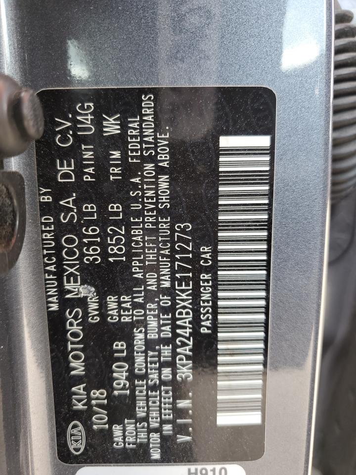 2019 Kia Rio S VIN: 3KPA24ABXKE171273 Lot: 61717475