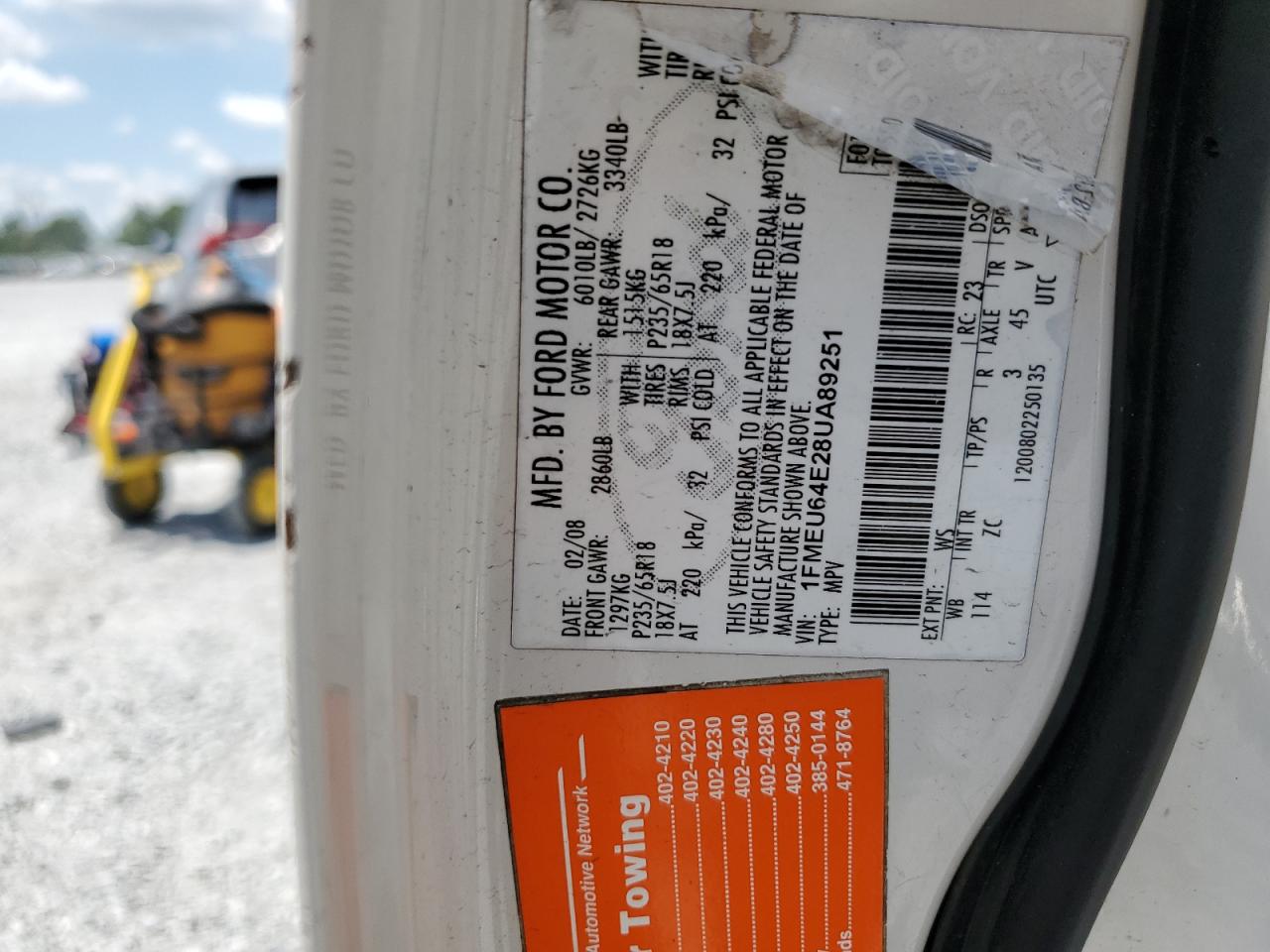 2008 Ford Explorer Eddie Bauer VIN: 1FMEU64E28UA89251 Lot: 61825355