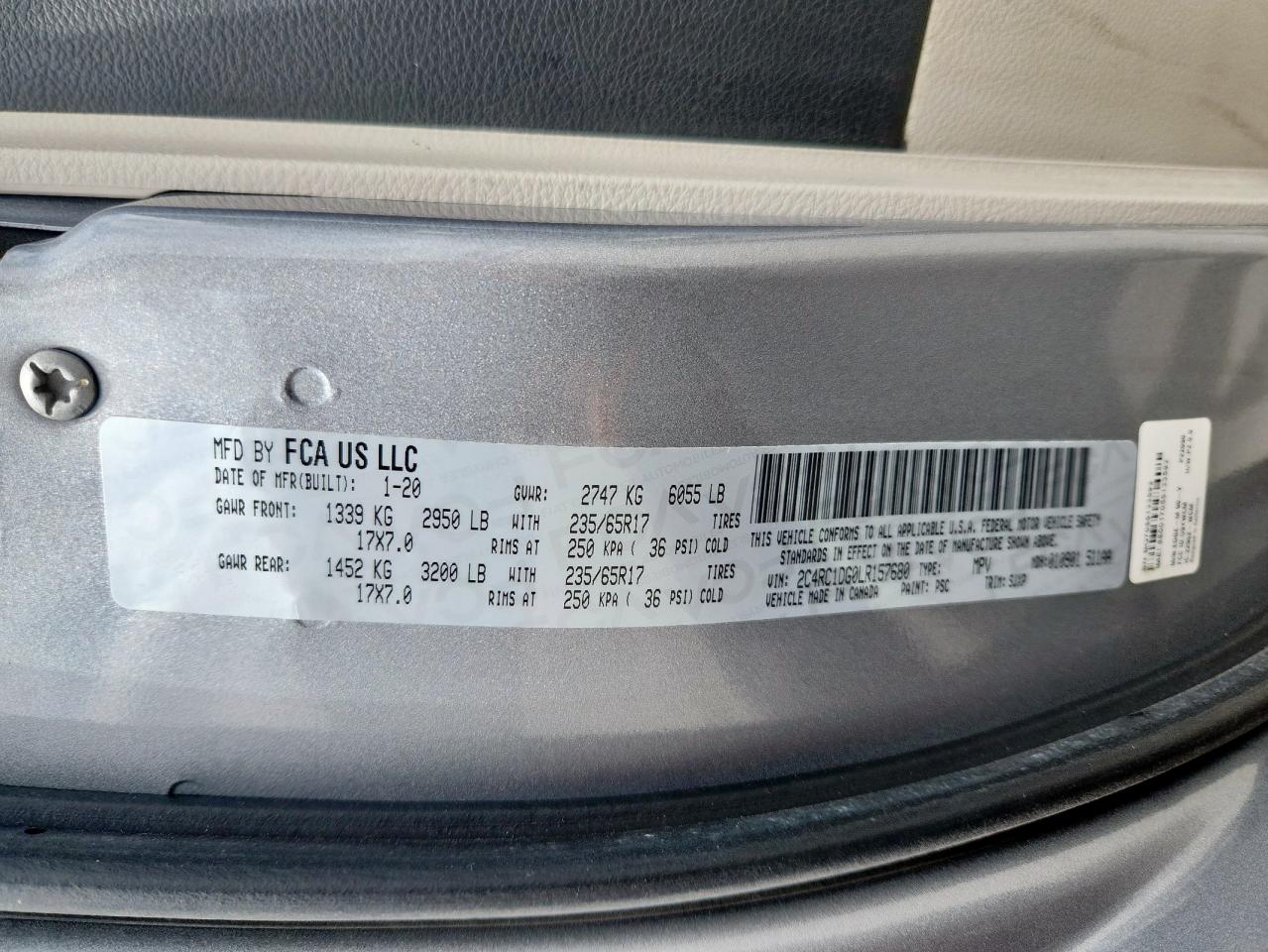 2020 Chrysler Voyager Lxi VIN: 2C4RC1DG0LR157680 Lot: 62698785