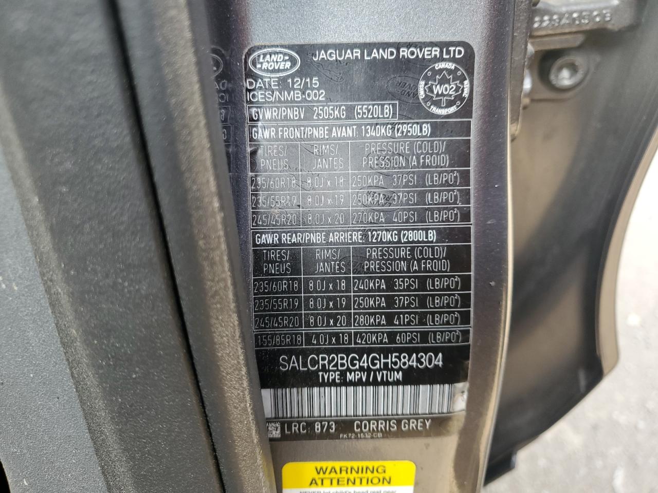 2016 Land Rover Discovery Sport Hse VIN: SALCR2BG4GH584304 Lot: 58659495