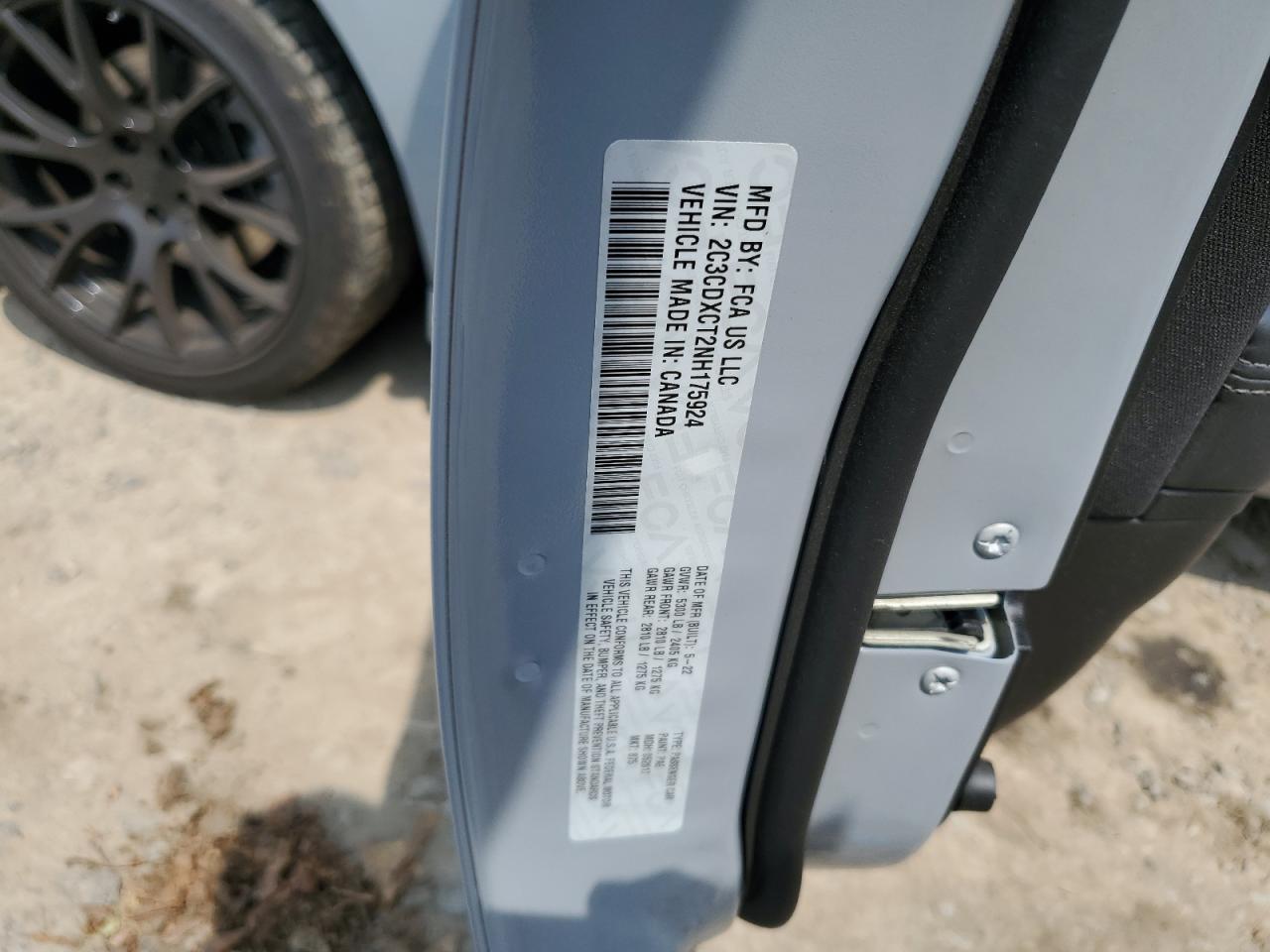 2022 Dodge Charger R/T VIN: 2C3CDXCT2NH175924 Lot: 59585745