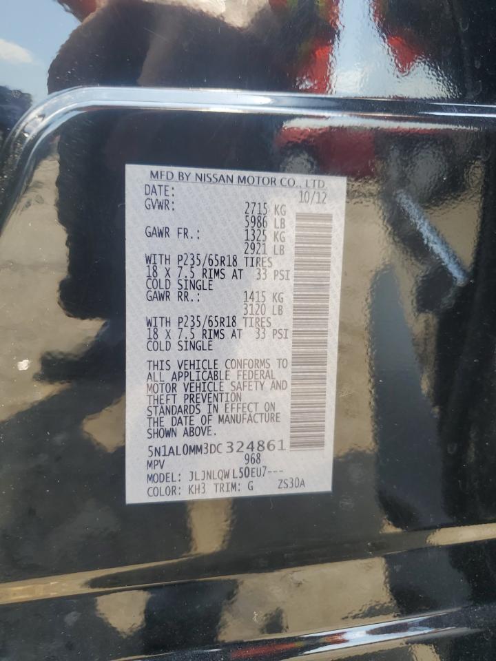 2013 Infiniti Jx35 VIN: 5N1AL0MM3DC324861 Lot: 62186425