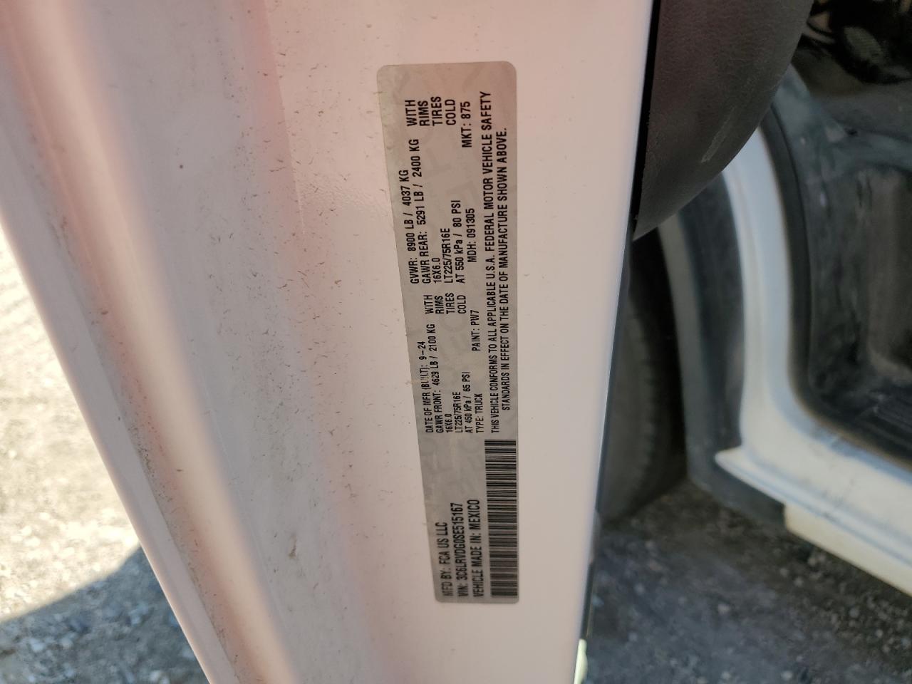 2025 Ram Promaster 2500 2500 High VIN: 3C6LRVDG0SE515167 Lot: 61650275