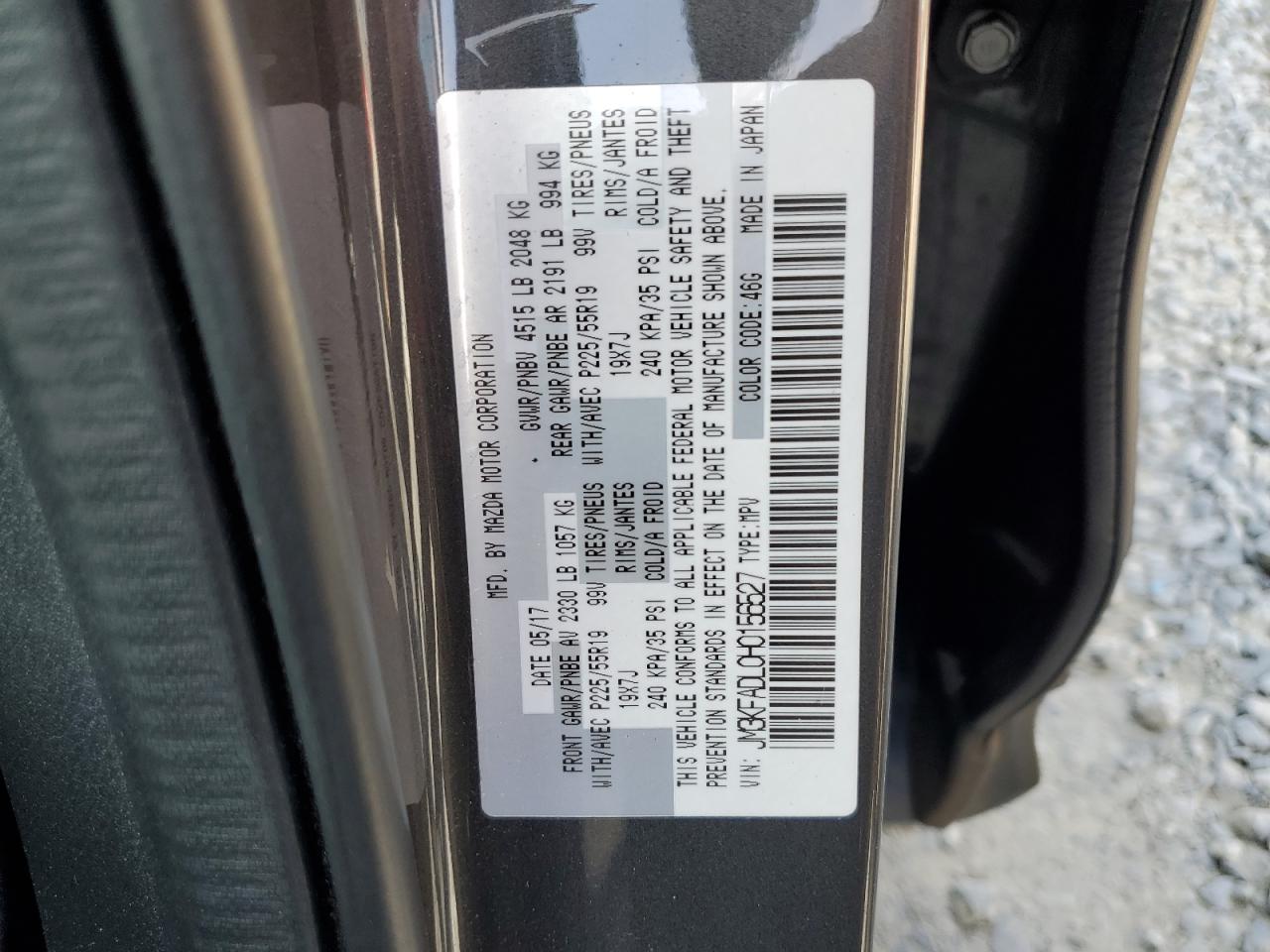 2017 Mazda Cx-5 Grand Touring VIN: JM3KFADL0H0156527 Lot: 60309115