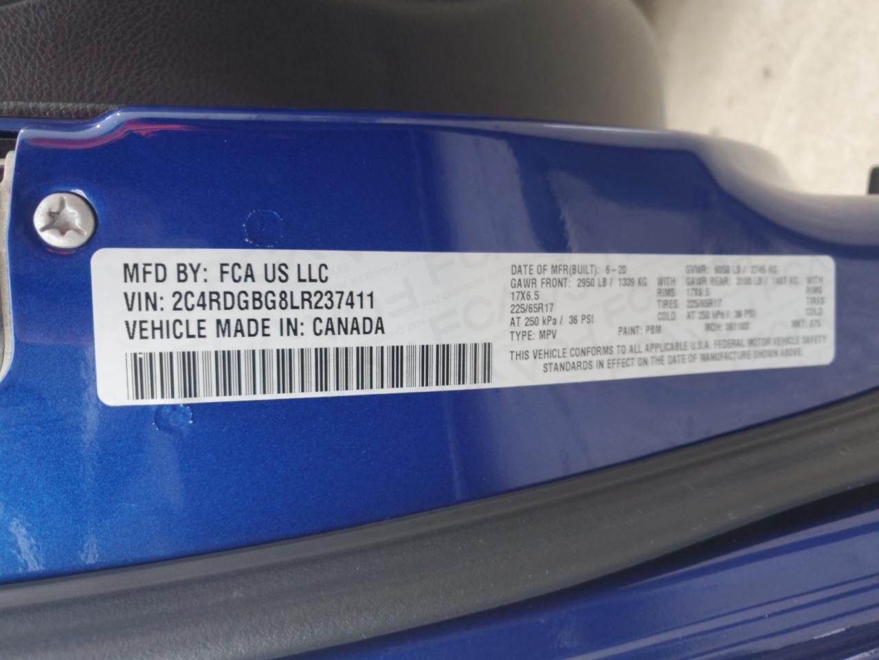 2020 Dodge Grand Caravan Se VIN: 2C4RDGBG8LR237411 Lot: 59937225