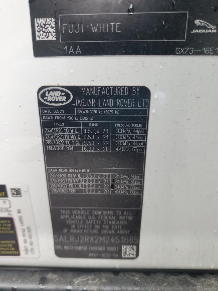 2021 Land Rover Discovery S VIN: SALRJ2RX2M2451885 Lot: 60394635
