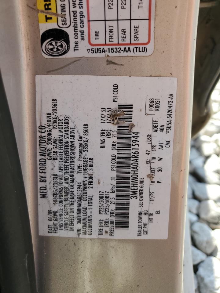 2010 Mercury Milan VIN: 3MEHM0HA0AR615944 Lot: 60977155