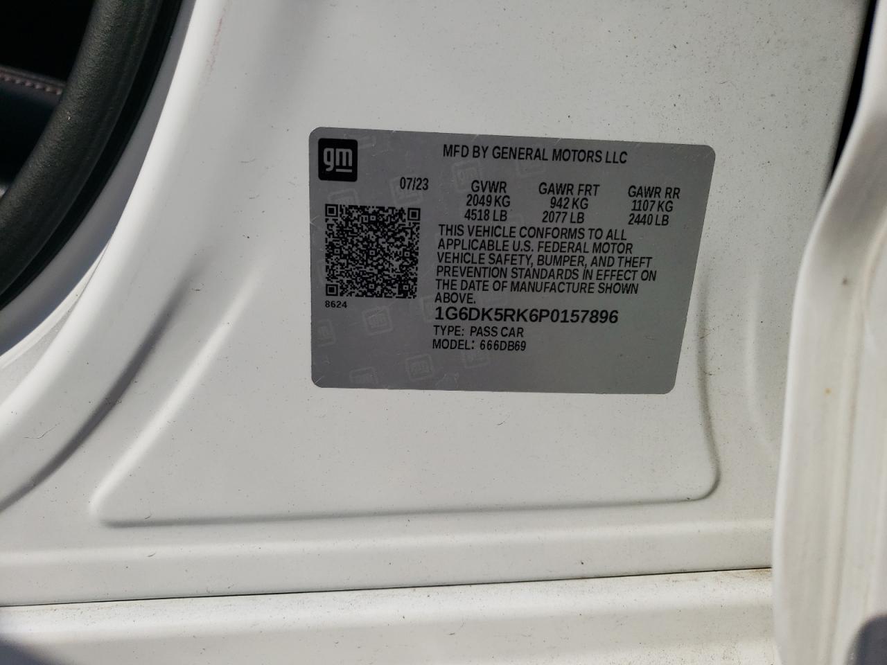 2023 Cadillac Ct4 Luxury VIN: 1G6DK5RK6P0157896 Lot: 59440705