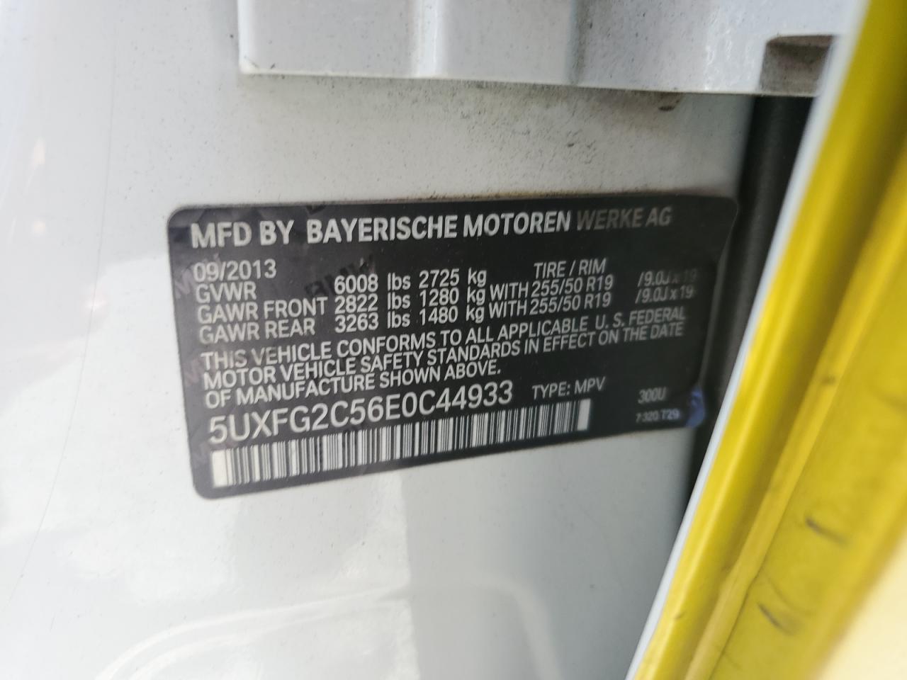 2014 BMW X6 xDrive35I VIN: 5UXFG2C56E0C44933 Lot: 59763105