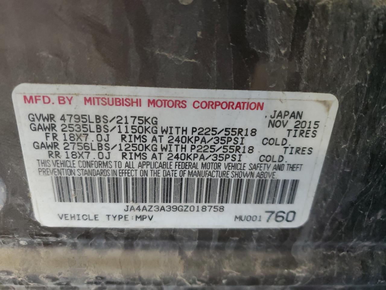 2016 Mitsubishi Outlander Se VIN: JA4AZ3A39GZ018758 Lot: 62857605