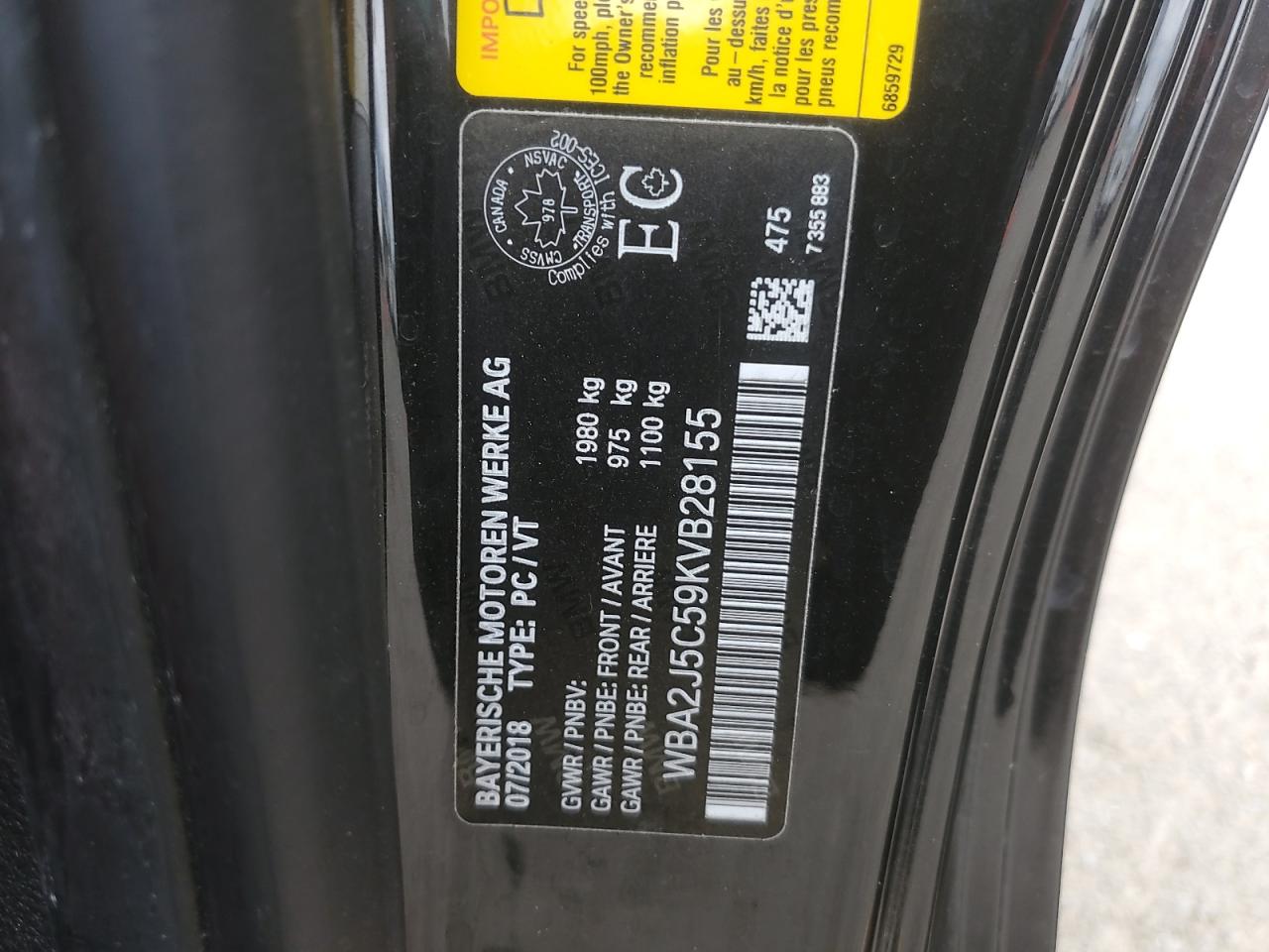 2019 BMW M240I VIN: WBA2J5C59KVB28155 Lot: 59918315