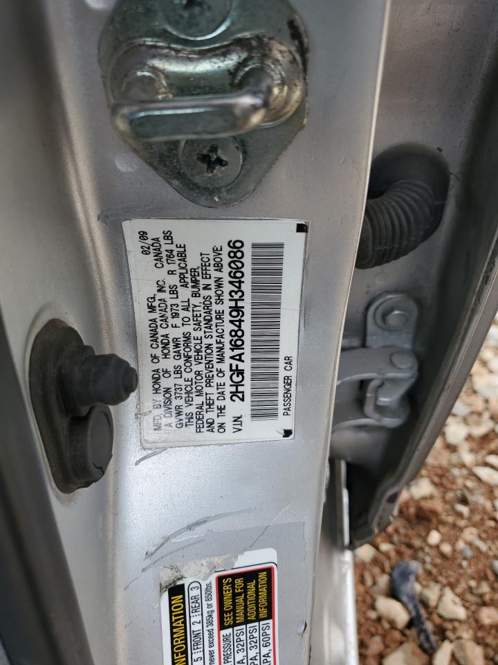 HONDA CIVIC 2009 VIN 2HGFA16849H346086 photo 12