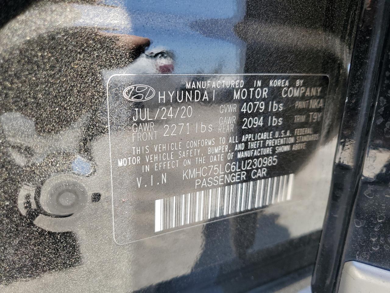 2020 Hyundai Ioniq Se VIN: KMHC75LC6LU230985 Lot: 61534485