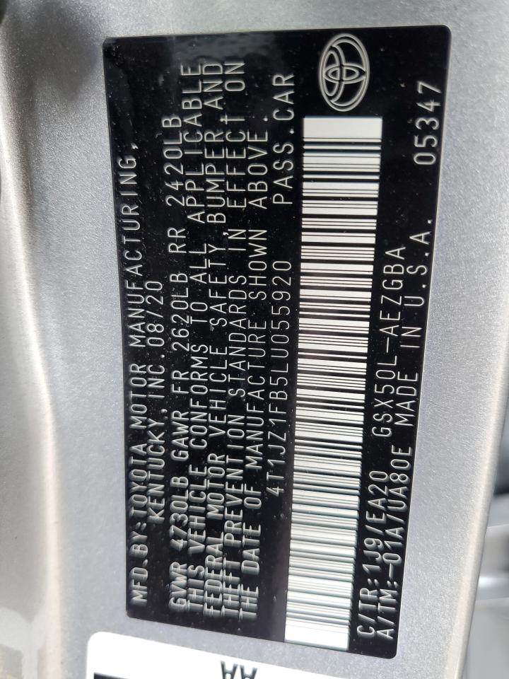 2020 Toyota Avalon Xle VIN: 4T1JZ1FB5LU055920 Lot: 62213395