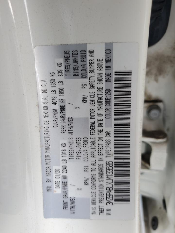 2020 Mazda 3 VIN: 3MZBPABLXLM133686 Lot: 62118765