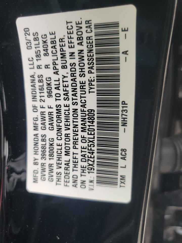 2020 Honda Insight Ex VIN: 19XZE4F5XLE014809 Lot: 59738425