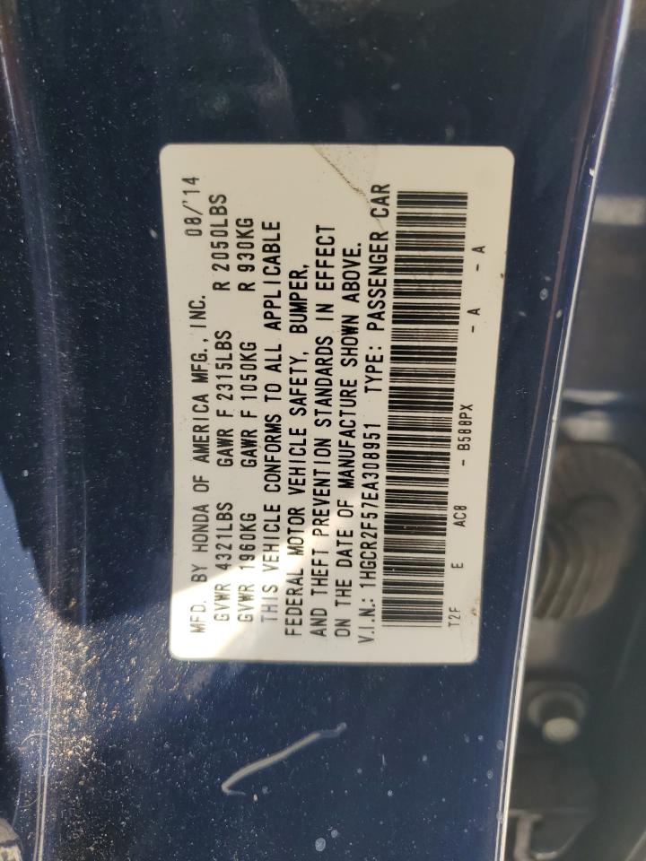 HONDA ACCORD 2014 VIN 1HGCR2F57EA308951 zdjęcie 12