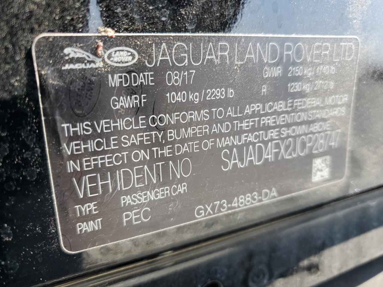 2018 Jaguar Xe Premium VIN: SAJAD4FX2JCP28747 Lot: 60216555