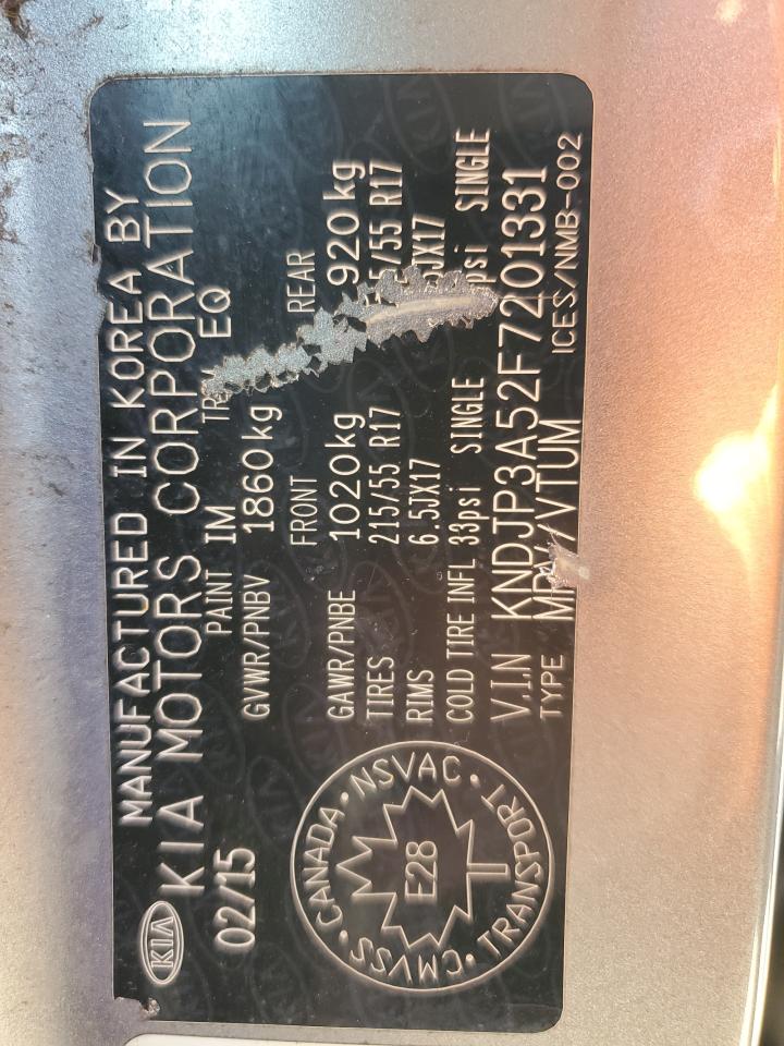 2015 Kia Soul + VIN: KNDJP3A52F7201331 Lot: 58033355