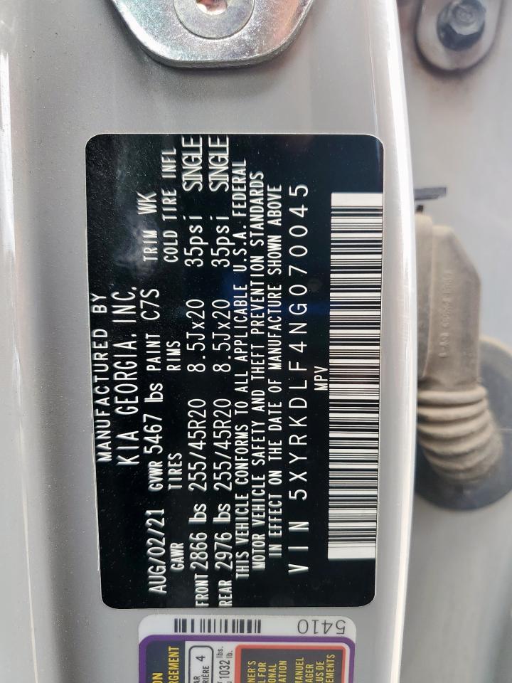 2022 Kia Sorento Sx VIN: 5XYRKDLF4NG070045 Lot: 62211915