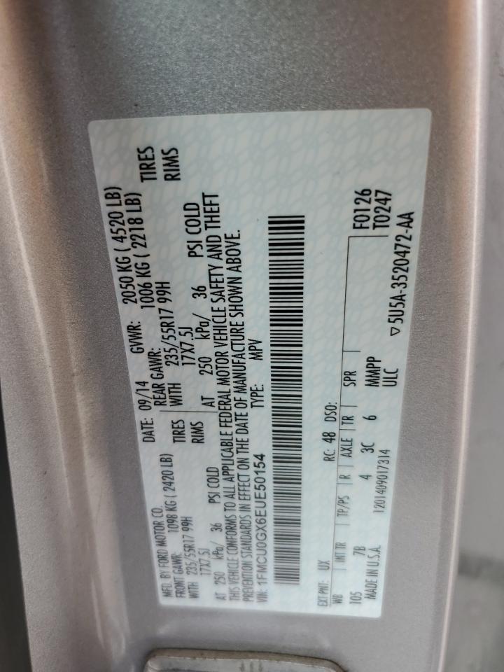 2014 Ford Escape Se VIN: 1FMCU0GX6EUE50154 Lot: 62930355