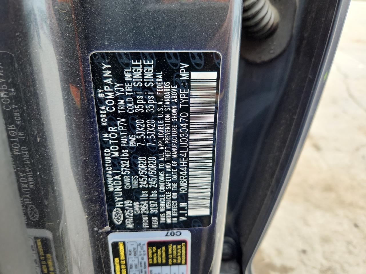 2020 Hyundai Palisade Sel VIN: KM8R44HE4LU030470 Lot: 60358625