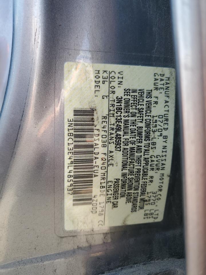 2009 Nissan Versa S VIN: 3N1BC13E49L485937 Lot: 60196855