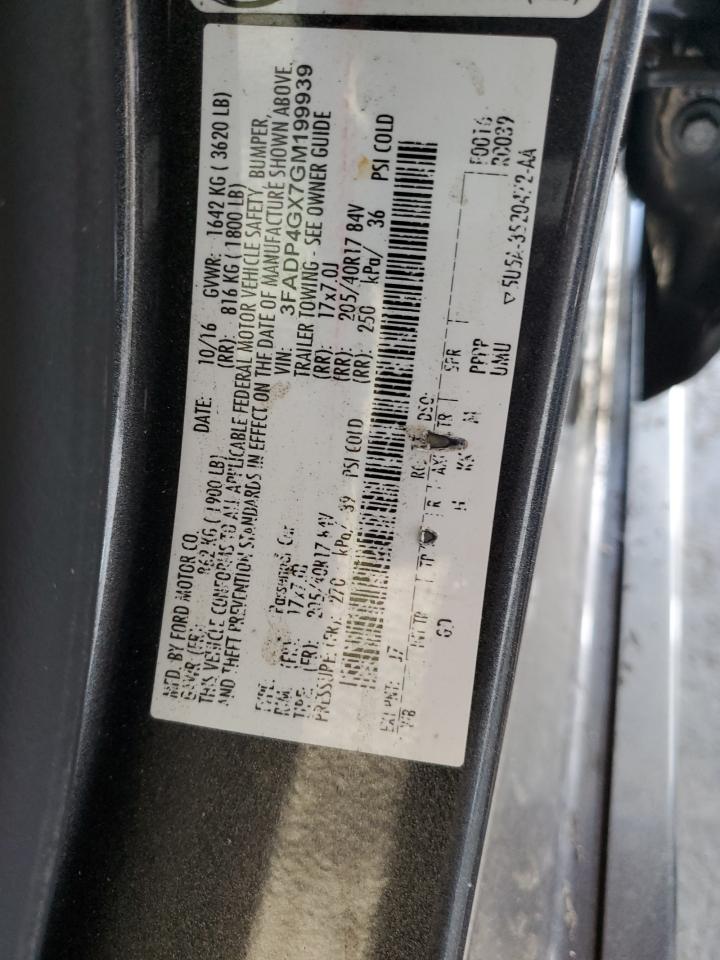 2016 Ford Fiesta St VIN: 3FADP4GX7GM199939 Lot: 62572205