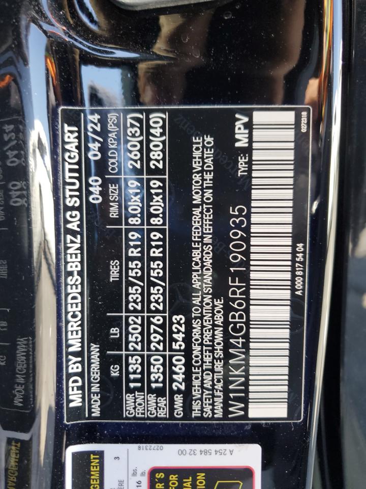 2024 Mercedes-Benz Glc 300 VIN: W1NKM4GB6RF190935 Lot: 61448485